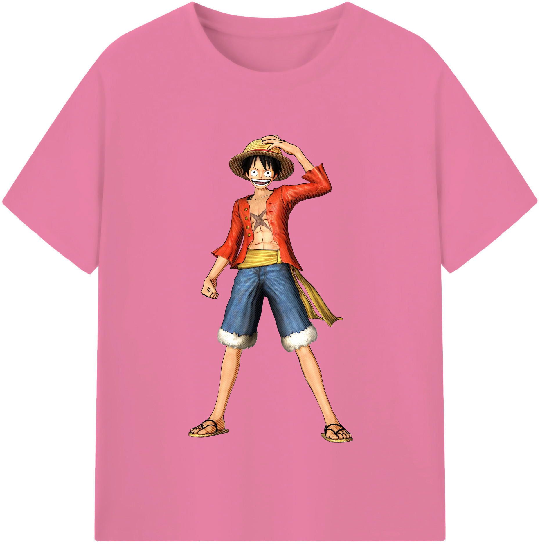 ワンピース モンキー・D・ルフィ ONE PIECE Monkey D. Luffy 綿100％半袖Tシャツ（フロントプリント）